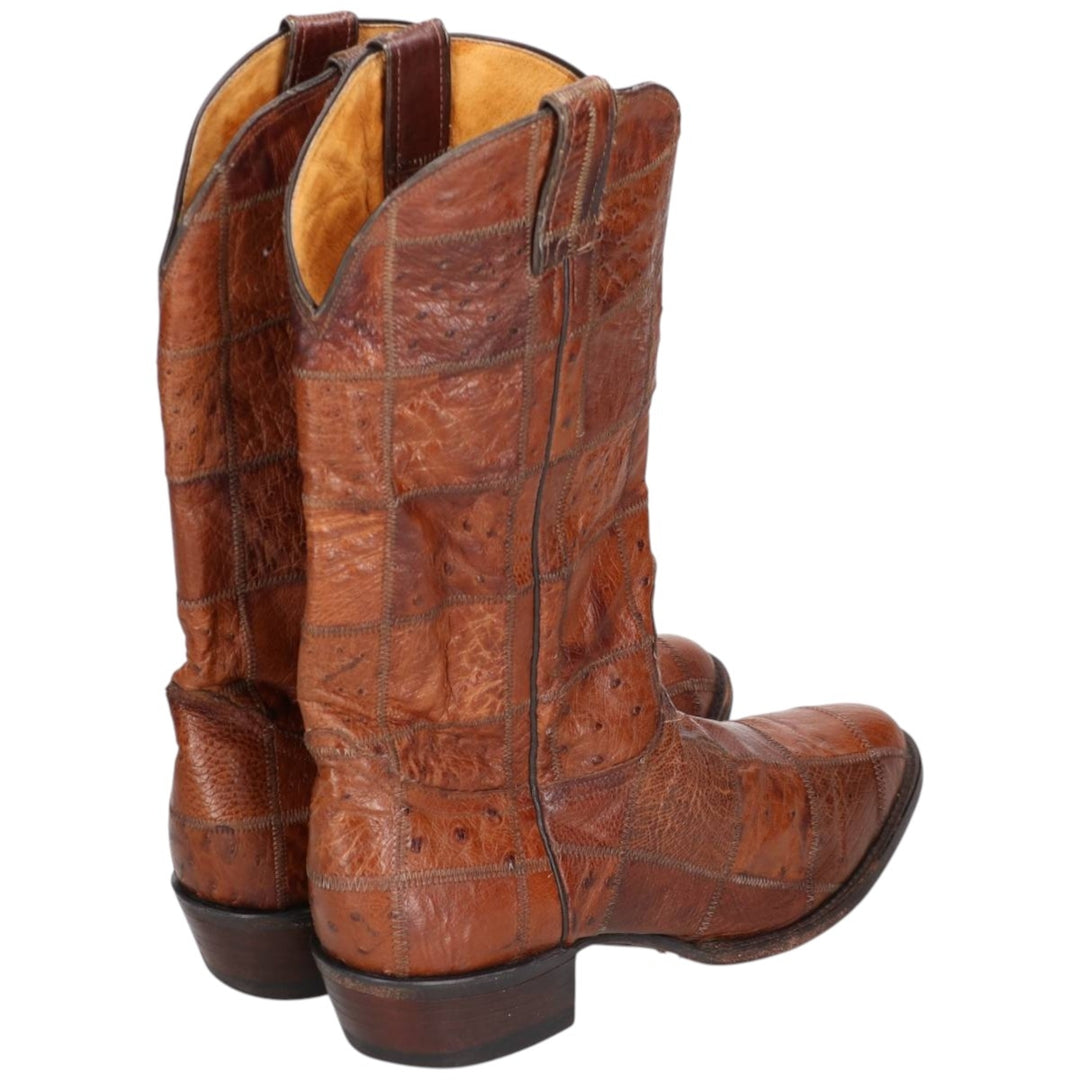 Nocona Boots Patchwork Western Boots, Made in USA, 10D Men's 28.0cm unclear brown type Vintage Second Hand