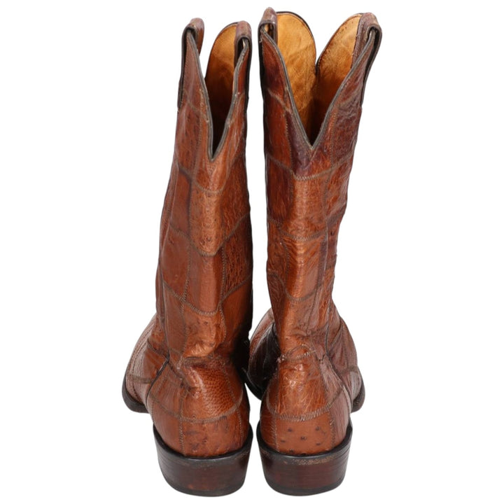 Nocona Boots Patchwork Western Boots, Made in USA, 10D Men's 28.0cm unclear brown type Vintage Second Hand