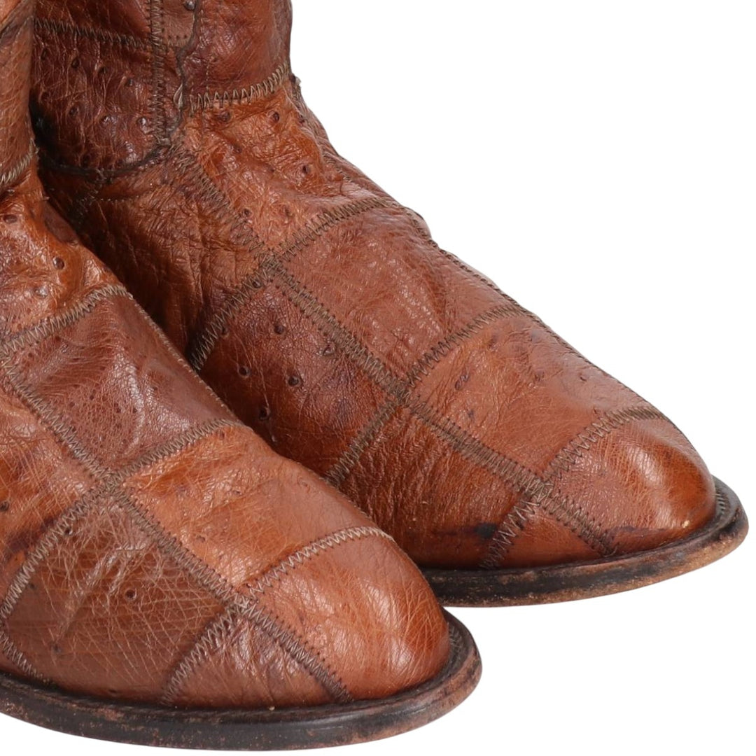 Nocona Boots Patchwork Western Boots, Made in USA, 10D Men's 28.0cm unclear brown type Vintage Second Hand