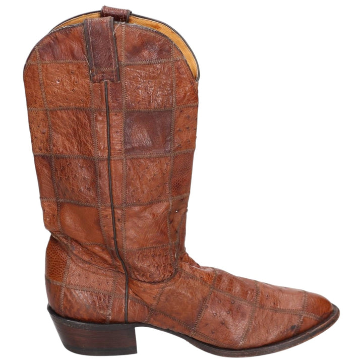 Nocona Boots Patchwork Western Boots, Made in USA, 10D Men's 28.0cm unclear brown type Vintage Second Hand