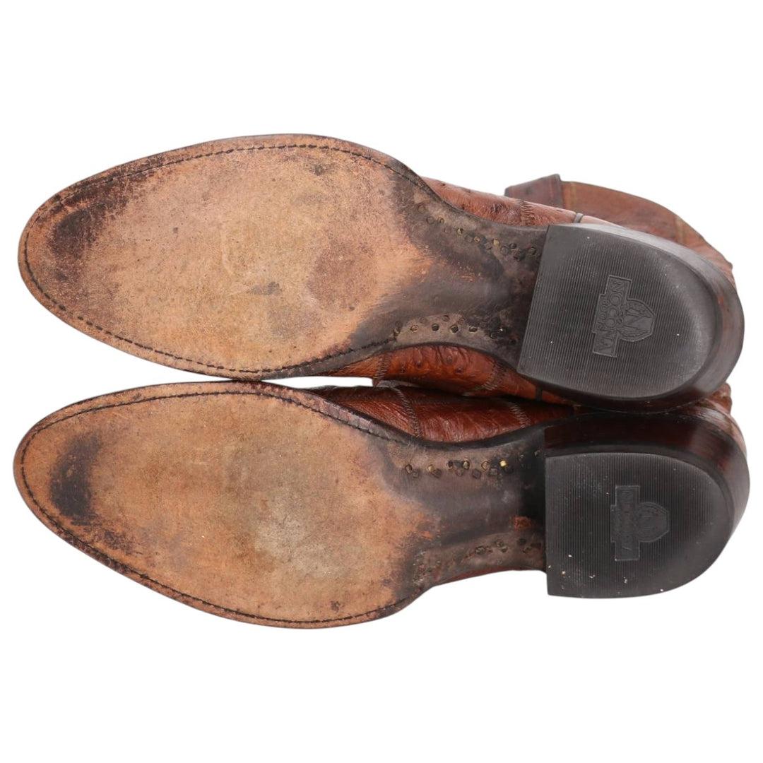 Nocona Boots Patchwork Western Boots, Made in USA, 10D Men's 28.0cm unclear brown type Vintage Second Hand