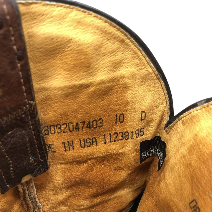 Nocona Boots Patchwork Western Boots, Made in USA, 10D Men's 28.0cm unclear brown type Vintage Second Hand