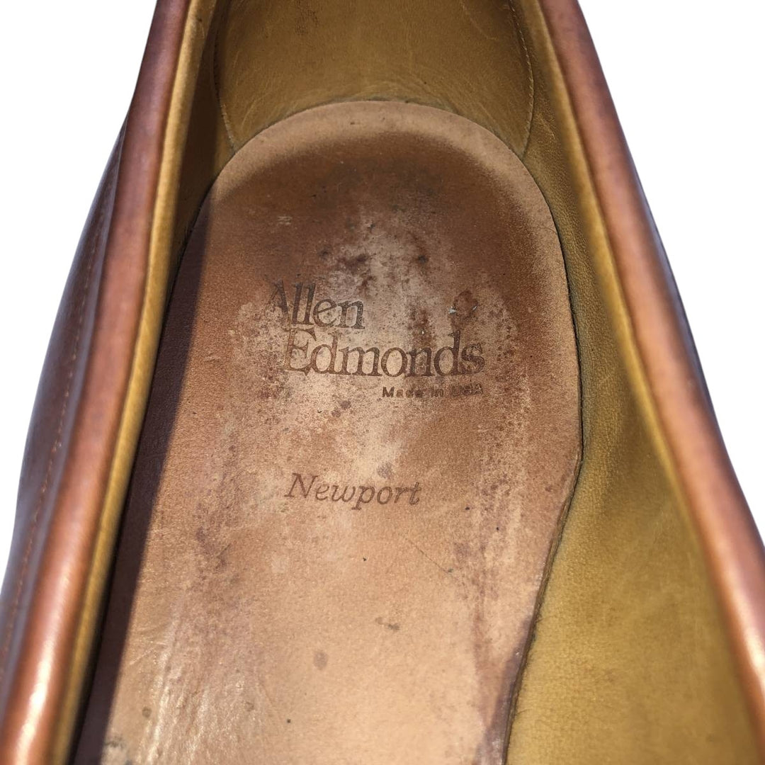 Allen Edmonds Newport Quilted Tassel Loafers, Made in USA, 10D, Men's Size 11" (saa014596) Men's 28.0cm genuine leather brown type Vintage Second Hand