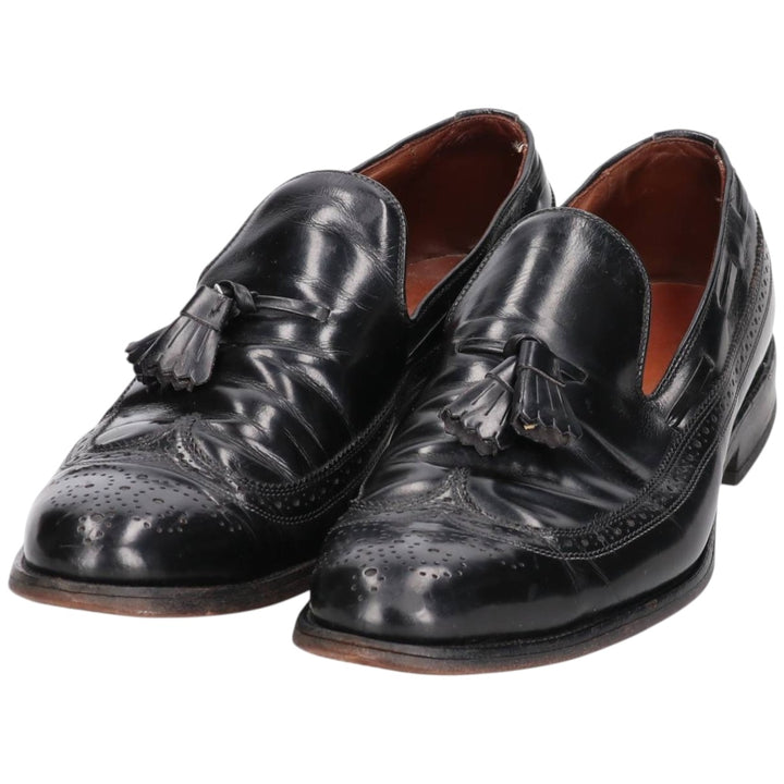 Allen Edmonds Berwick Wingtip Full Brogue Tassel Loafers, Made in USA, Size 9 1/2C, Men's, 10.8" (saa014598) Men's 27.5cm genuine leather black type Vintage Second Hand