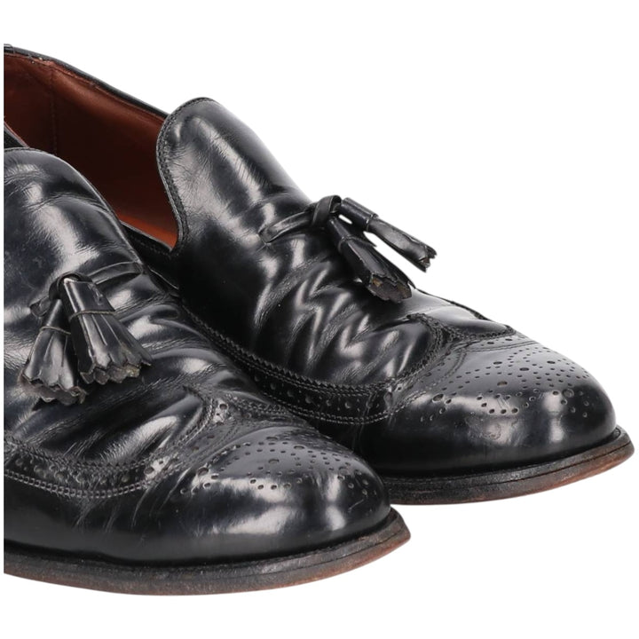 Allen Edmonds Berwick Wingtip Full Brogue Tassel Loafers, Made in USA, Size 9 1/2C, Men's, 10.8" (saa014598) Men's 27.5cm genuine leather black type Vintage Second Hand