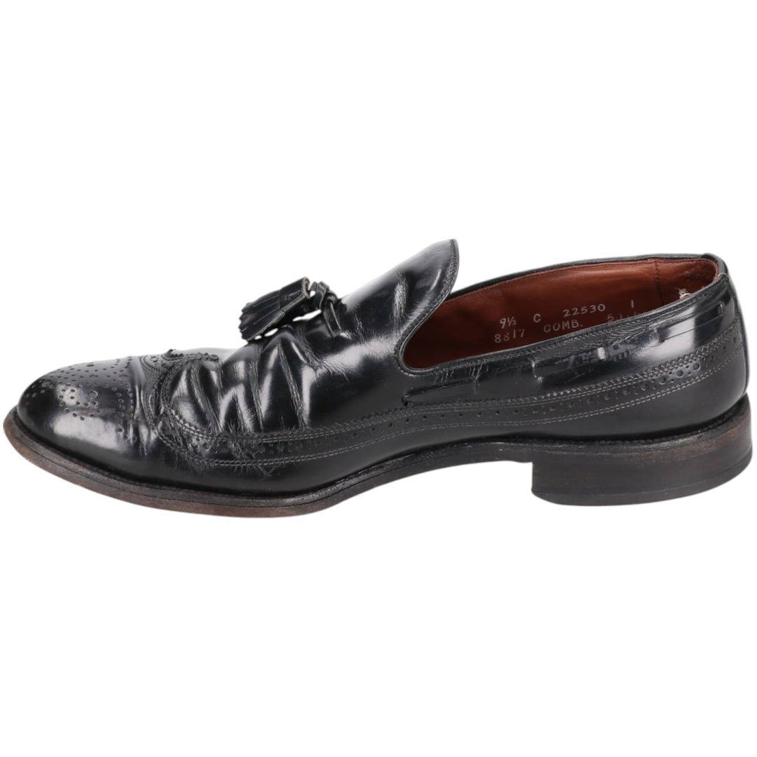 Allen Edmonds Berwick Wingtip Full Brogue Tassel Loafers, Made in USA, Size 9 1/2C, Men's, 10.8" (saa014598) Men's 27.5cm genuine leather black type Vintage Second Hand
