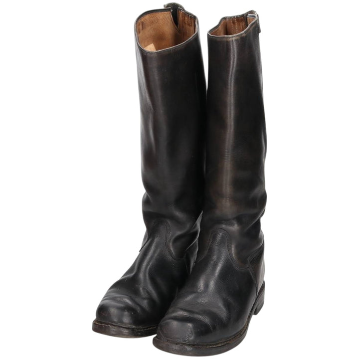 Knee-high boots Men's 25.5cm genuine leather black type Vintage Second Hand