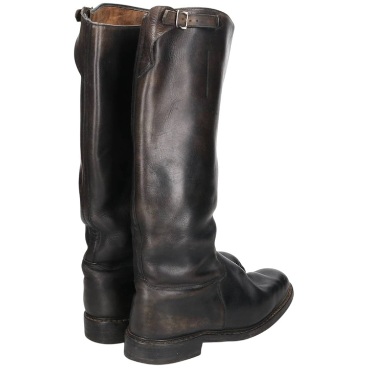 Knee-high boots Men's 25.5cm genuine leather black type Vintage Second Hand