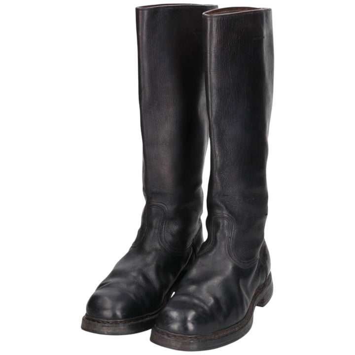 Jockey riding boots, long boots Men's 25.0cm genuine leather black type Vintage Second Hand