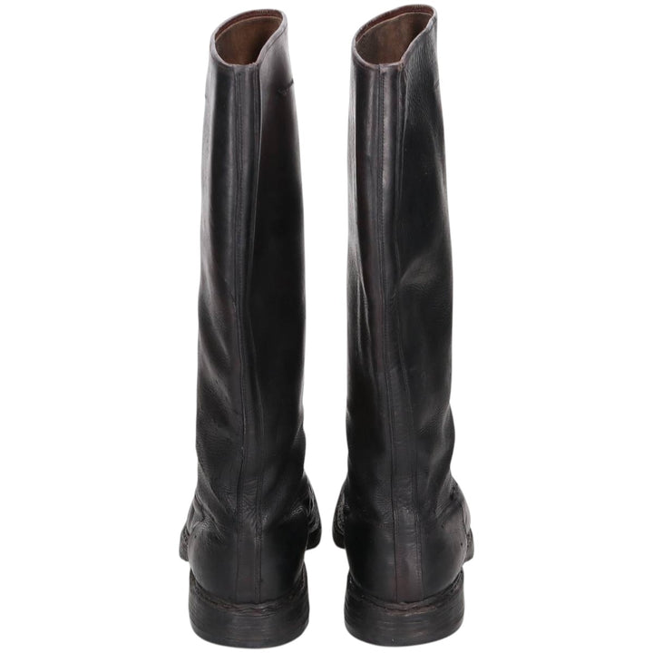 Jockey riding boots, long boots Men's 25.0cm genuine leather black type Vintage Second Hand