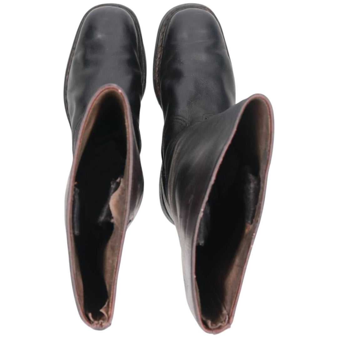 Jockey riding boots, long boots Men's 25.0cm genuine leather black type Vintage Second Hand