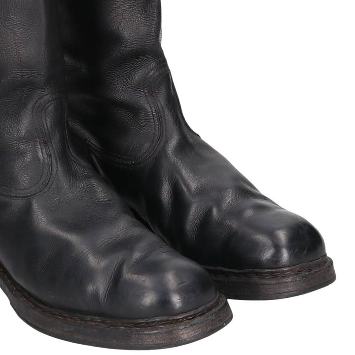 Jockey riding boots, long boots Men's 25.0cm genuine leather black type Vintage Second Hand