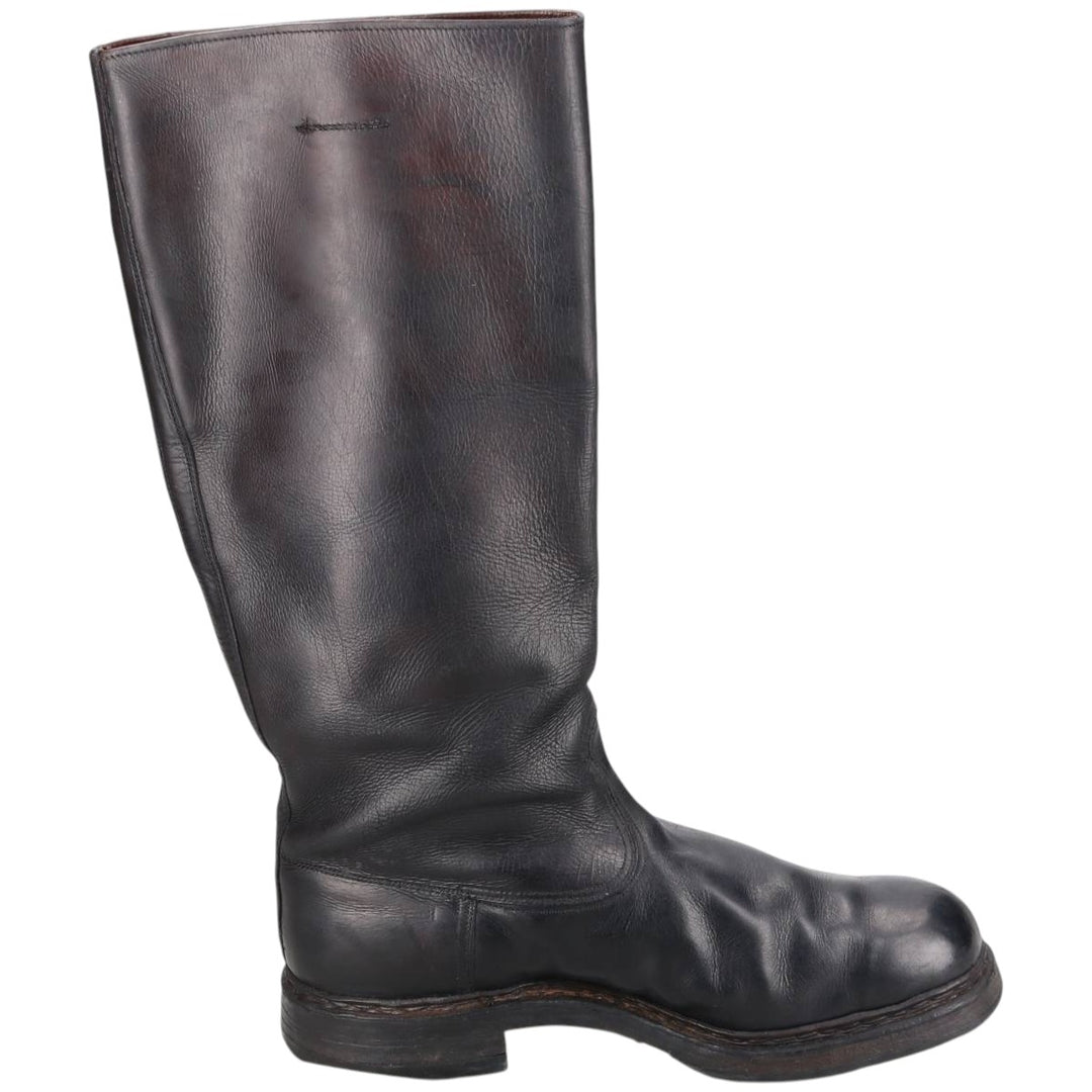 Jockey riding boots, long boots Men's 25.0cm genuine leather black type Vintage Second Hand