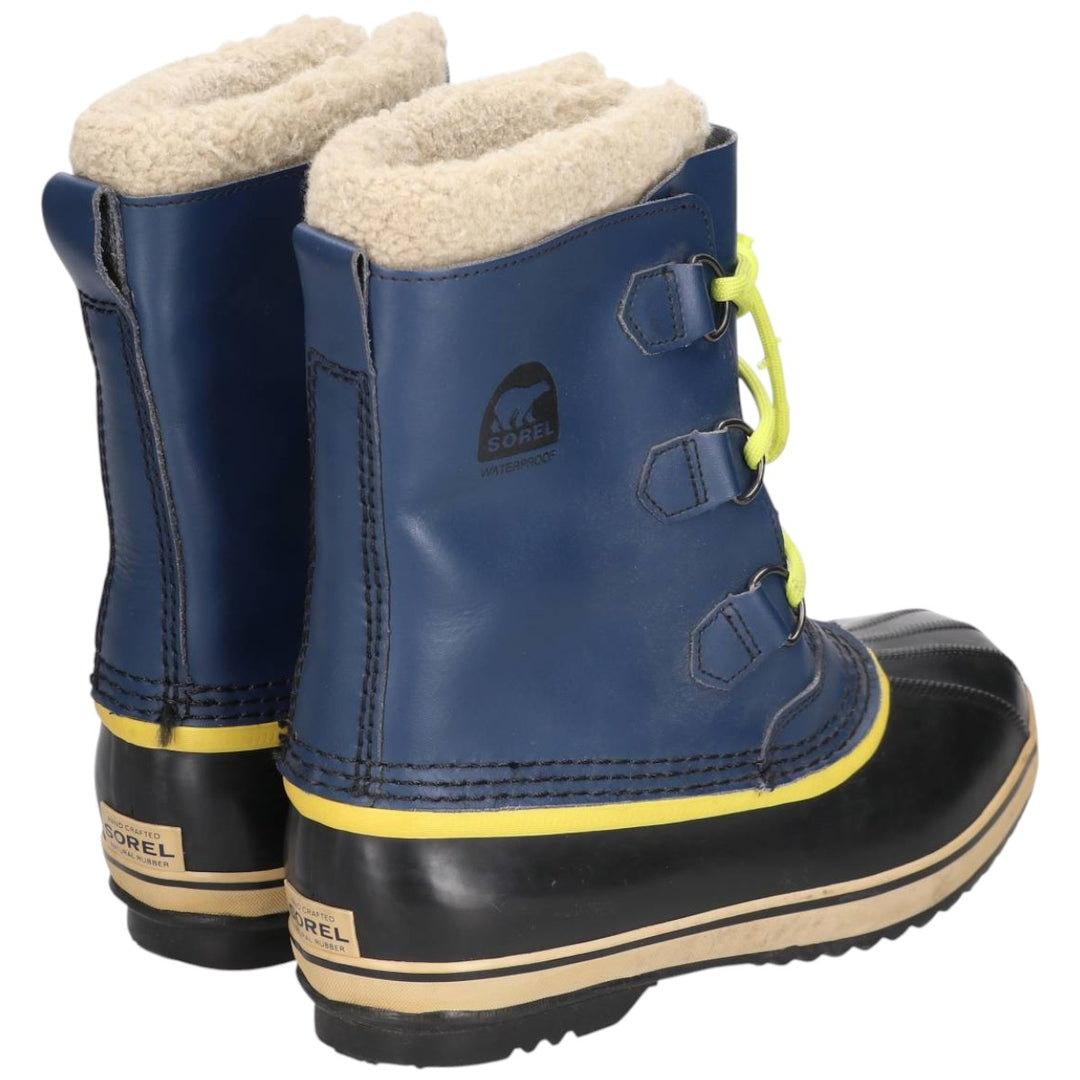 SOREL CARIBOU lace-up snow boots, size 7 Men's 25.0cm genuine leather blue type Vintage Second Hand
