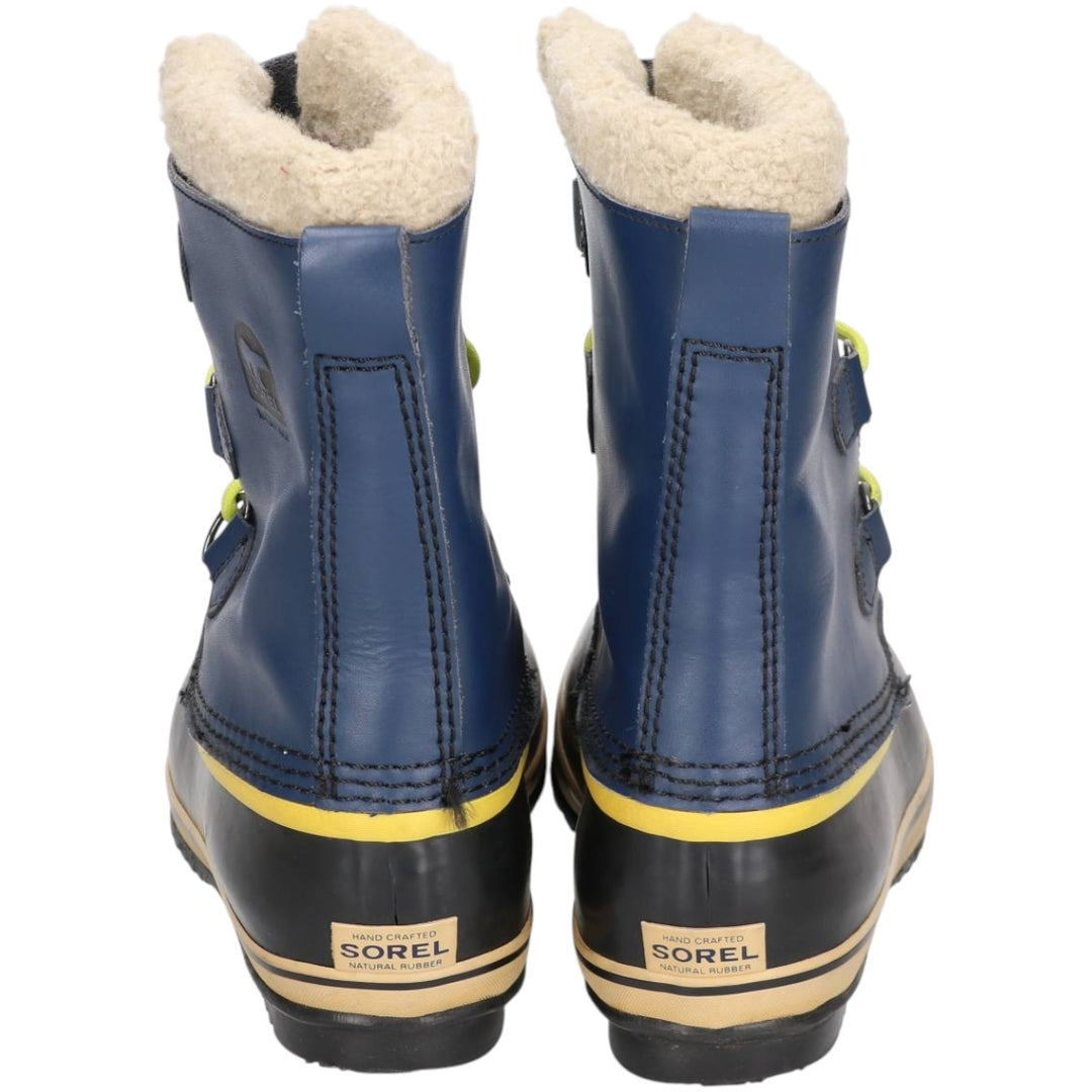 SOREL CARIBOU lace-up snow boots, size 7 Men's 25.0cm genuine leather blue type Vintage Second Hand