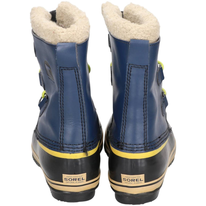 SOREL CARIBOU lace-up snow boots, size 7 Men's 25.0cm genuine leather blue type Vintage Second Hand