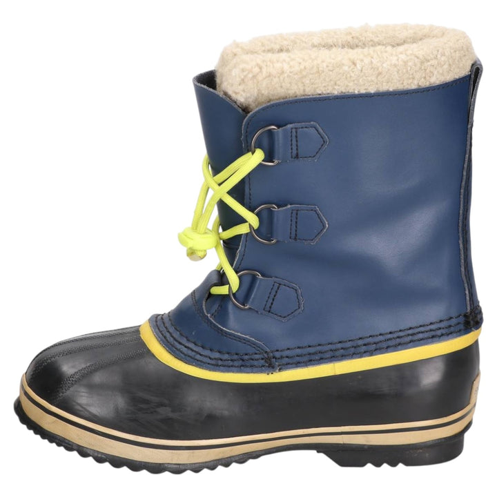 SOREL CARIBOU lace-up snow boots, size 7 Men's 25.0cm genuine leather blue type Vintage Second Hand