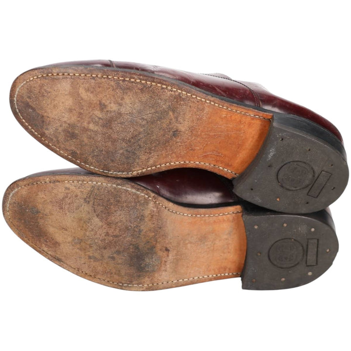 Barker Straight Tip Shoes, Made in England, Size 7 1/2 Men's 25.5cm genuine leather burgundy type Vintage Second Hand