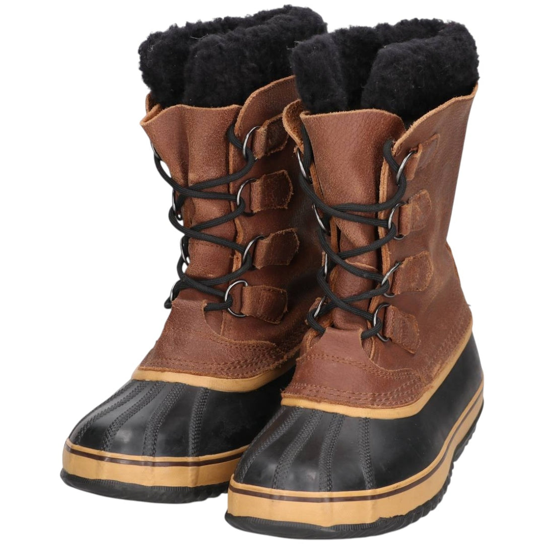 SOREL CARIBOU Men's Lace-Up Snow Boots, Size 8 (10.2 inches) /saa014649 Men's 26.0cm genuine leather brown type Vintage Second Hand