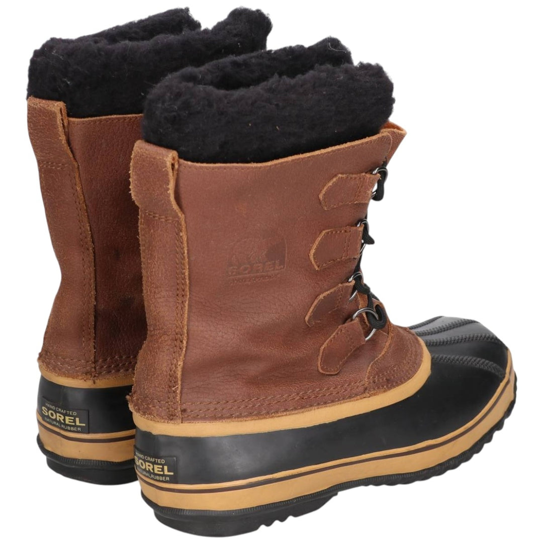 SOREL CARIBOU Men's Lace-Up Snow Boots, Size 8 (10.2 inches) /saa014649 Men's 26.0cm genuine leather brown type Vintage Second Hand