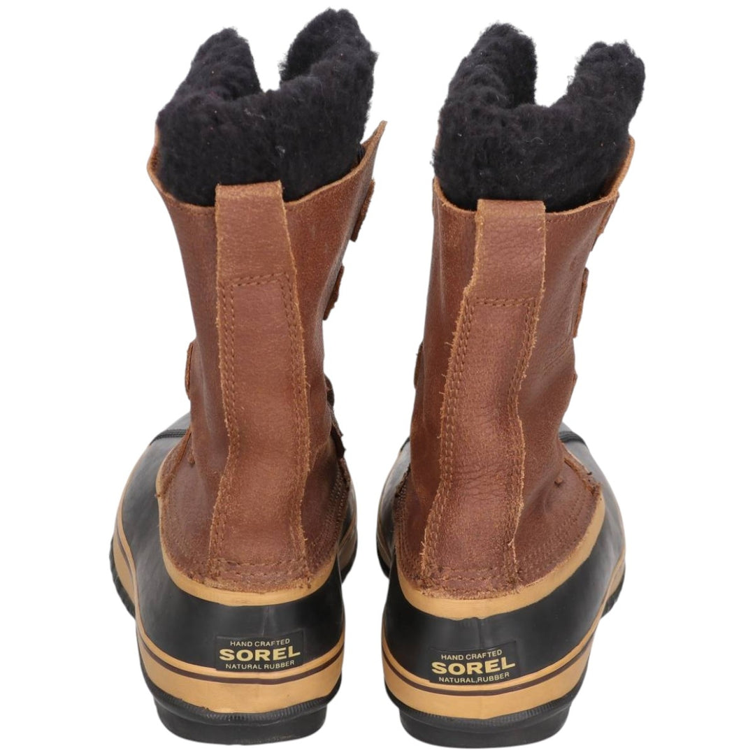 SOREL CARIBOU Men's Lace-Up Snow Boots, Size 8 (10.2 inches) /saa014649 Men's 26.0cm genuine leather brown type Vintage Second Hand