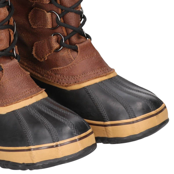 SOREL CARIBOU Men's Lace-Up Snow Boots, Size 8 (10.2 inches) /saa014649 Men's 26.0cm genuine leather brown type Vintage Second Hand