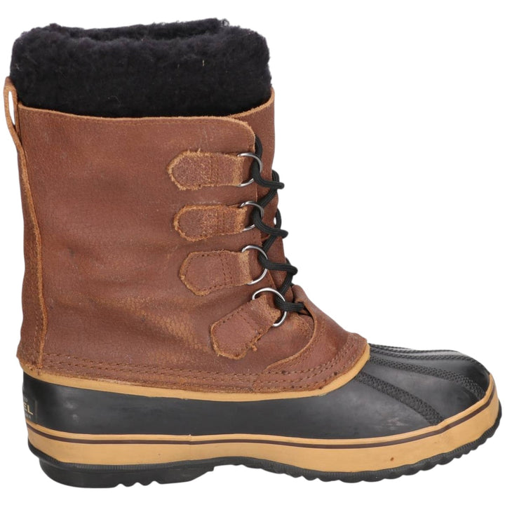 SOREL CARIBOU Men's Lace-Up Snow Boots, Size 8 (10.2 inches) /saa014649 Men's 26.0cm genuine leather brown type Vintage Second Hand
