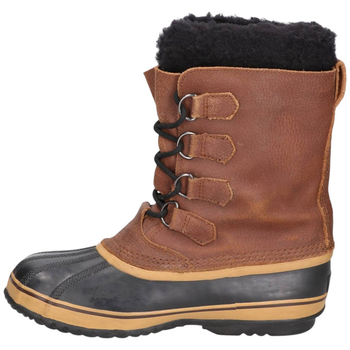 SOREL CARIBOU Men's Lace-Up Snow Boots, Size 8 (10.2 inches) /saa014649 Men's 26.0cm genuine leather brown type Vintage Second Hand