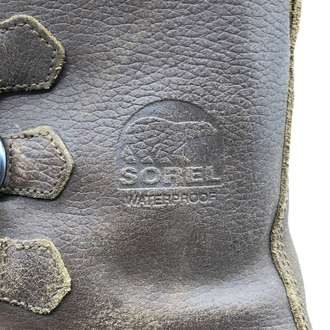 SOREL CARIBOU Men's Lace-Up Snow Boots, Size 8 (10.2 inches) /saa014649 Men's 26.0cm genuine leather brown type Vintage Second Hand