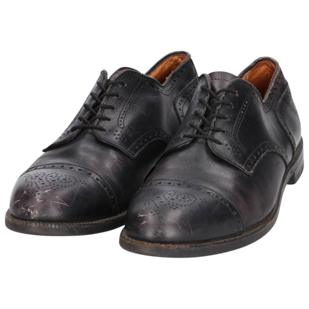 Brooks Brothers Semi-Brogue Straight Tip Shoes, Made in USA, Size 10 1/2C, Men's, 11.2" (equivalent) /saa014651 Men's 28.5cm genuine leather black type Vintage Second Hand