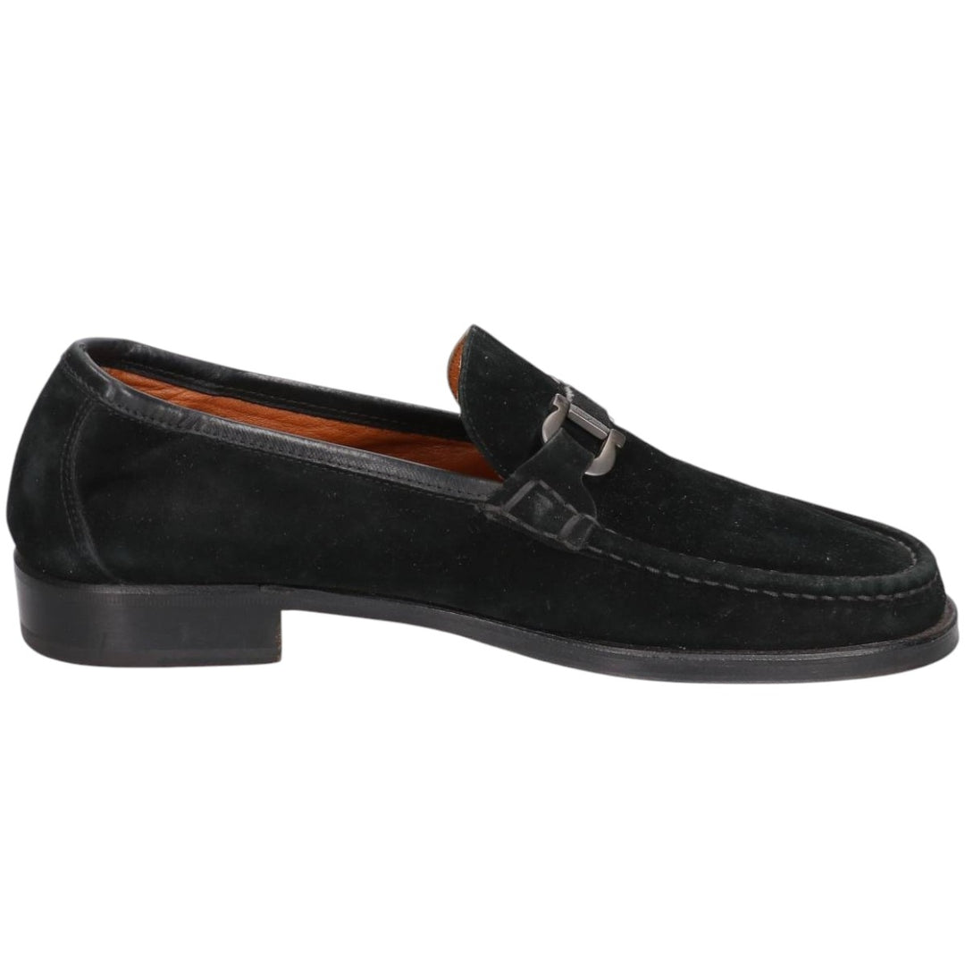 Salvatore Ferragamo Suede Bit Loafers, Made in Italy, 8D, Men's, Size 10.2" /saa014653 Men's 26.0cm Genuine Leather Suede black type Vintage Second Hand