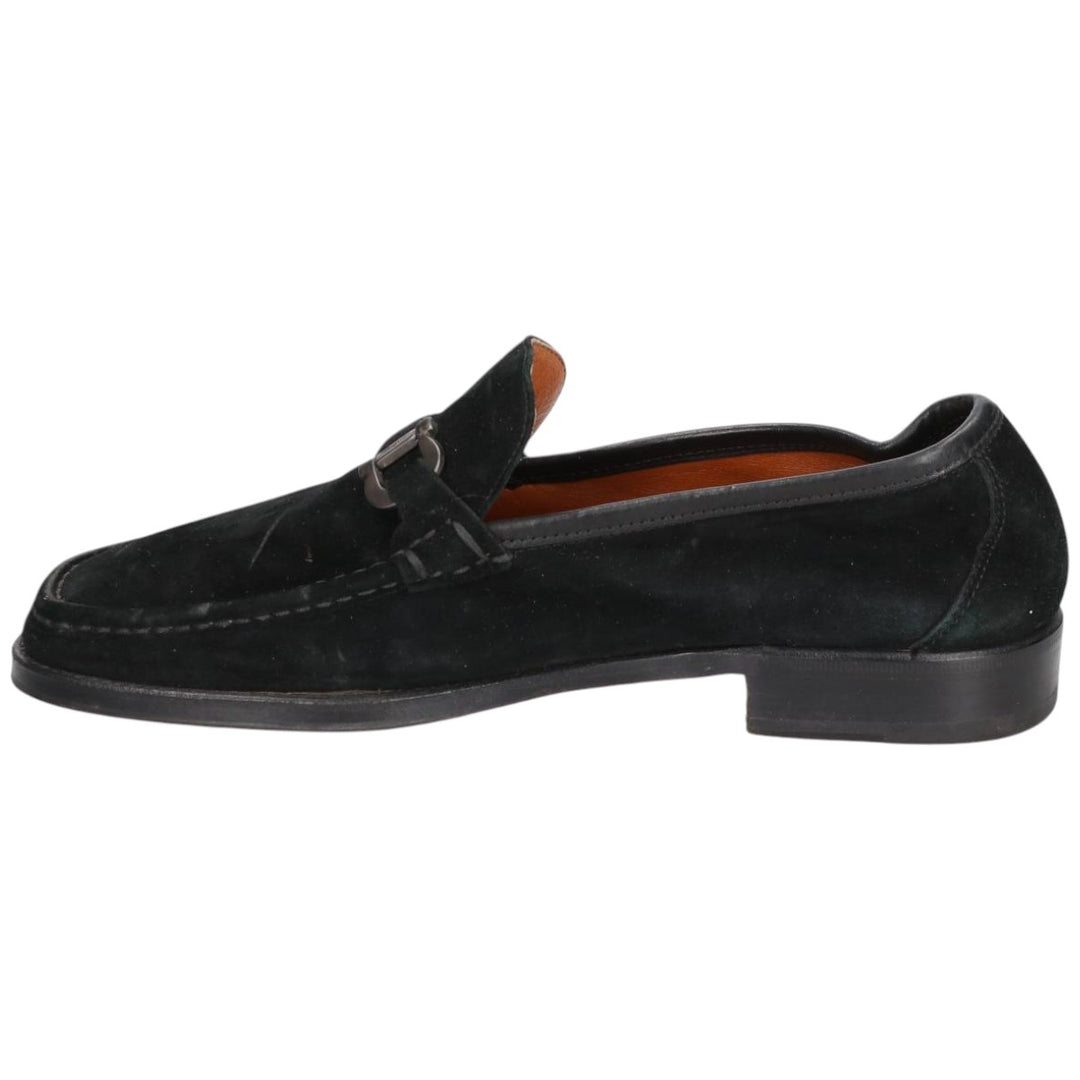 Salvatore Ferragamo Suede Bit Loafers, Made in Italy, 8D, Men's, Size 10.2" /saa014653 Men's 26.0cm Genuine Leather Suede black type Vintage Second Hand