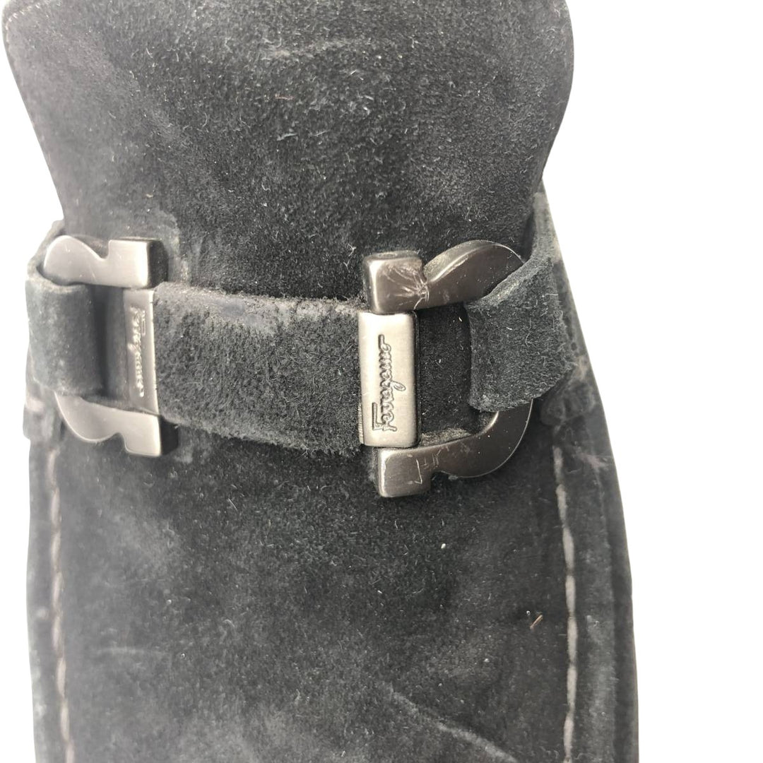 Salvatore Ferragamo Suede Bit Loafers, Made in Italy, 8D, Men's, Size 10.2" /saa014653 Men's 26.0cm Genuine Leather Suede black type Vintage Second Hand