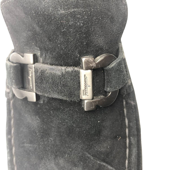 Salvatore Ferragamo Suede Bit Loafers, Made in Italy, 8D, Men's, Size 10.2" /saa014653 Men's 26.0cm Genuine Leather Suede black type Vintage Second Hand