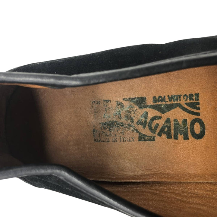 Salvatore Ferragamo Suede Bit Loafers, Made in Italy, 8D, Men's, Size 10.2" /saa014653 Men's 26.0cm Genuine Leather Suede black type Vintage Second Hand