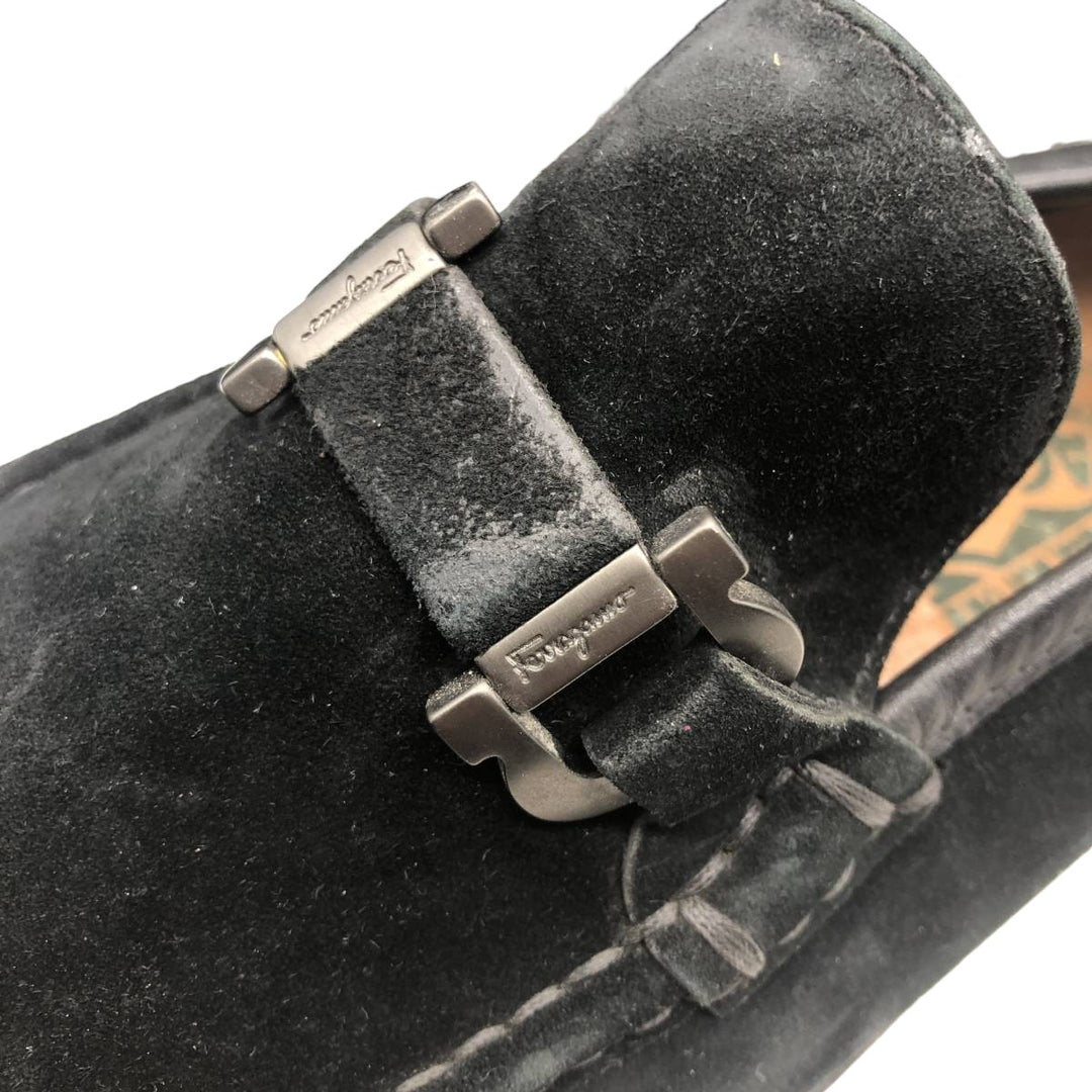 Salvatore Ferragamo Suede Bit Loafers, Made in Italy, 8D, Men's, Size 10.2" /saa014653 Men's 26.0cm Genuine Leather Suede black type Vintage Second Hand