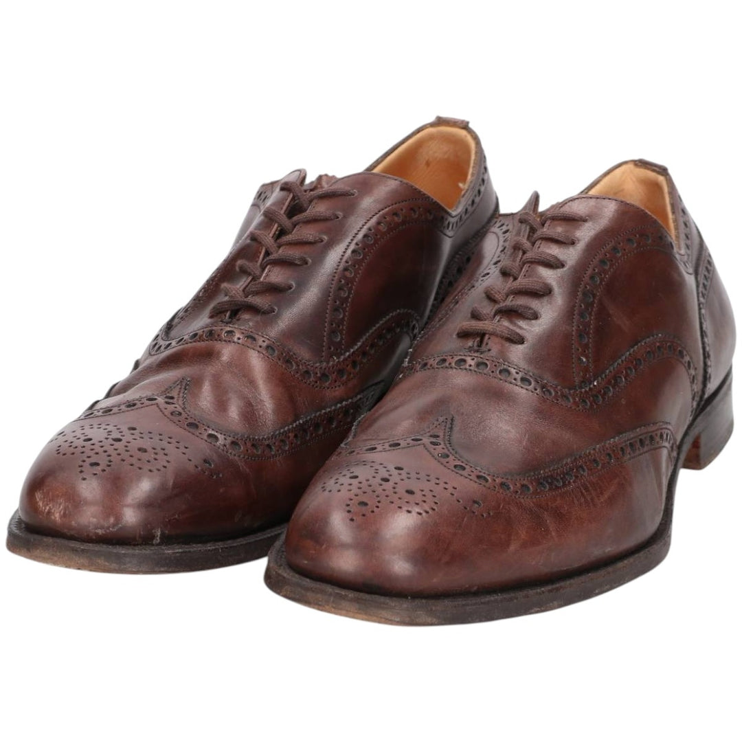Church's Custom Grade Full Brogue Wingtip Shoes, Made in England, Size 11, Men's, Equivalent to 11.4 inches /saa014656 Men's 29.0cm genuine leather brown type Vintage Second Hand