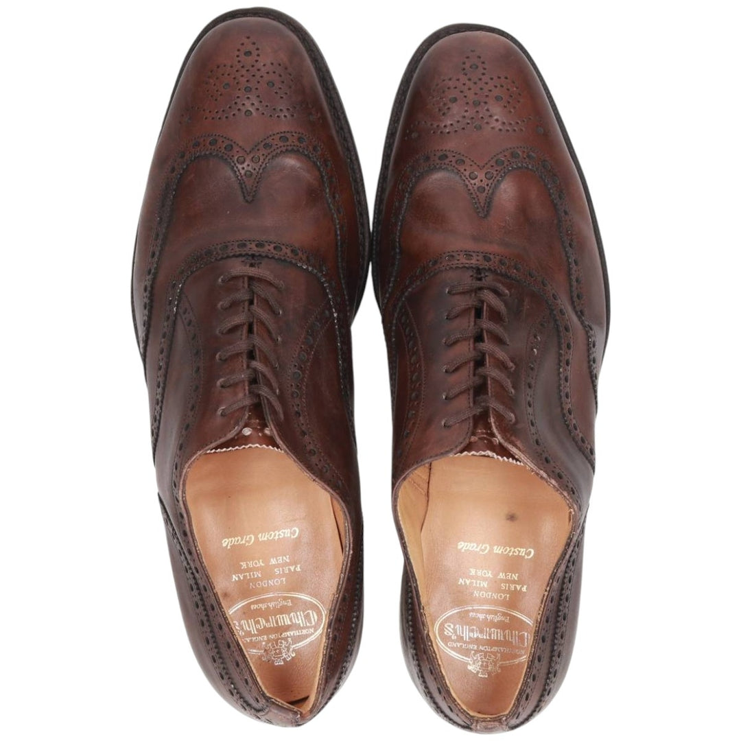 Church's Custom Grade Full Brogue Wingtip Shoes, Made in England, Size 11, Men's, Equivalent to 11.4 inches /saa014656 Men's 29.0cm genuine leather brown type Vintage Second Hand