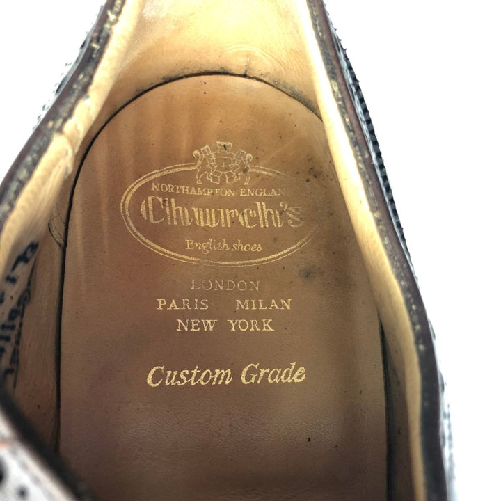Church's Custom Grade Full Brogue Wingtip Shoes, Made in England, Size 11, Men's, Equivalent to 11.4 inches /saa014656 Men's 29.0cm genuine leather brown type Vintage Second Hand