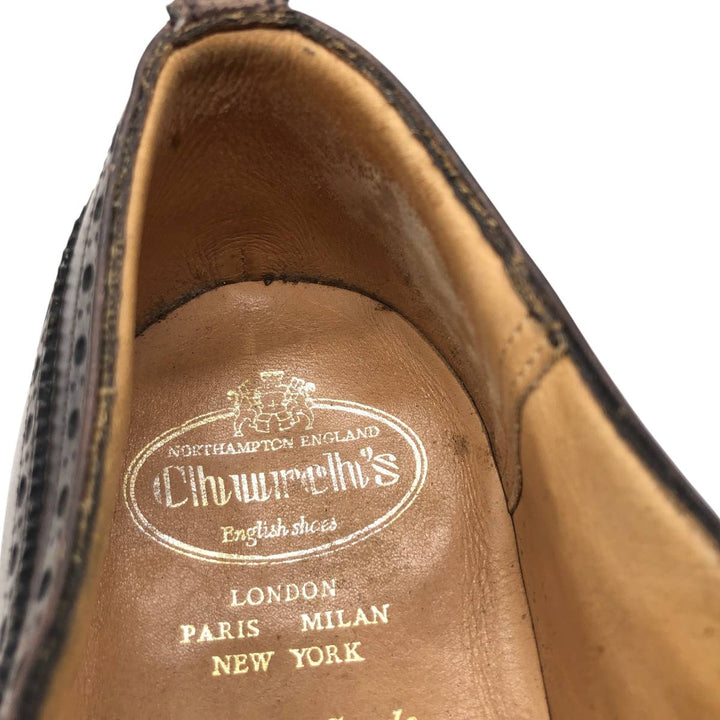 Church's Custom Grade Full Brogue Wingtip Shoes, Made in England, Size 11, Men's, Equivalent to 11.4 inches /saa014656 Men's 29.0cm genuine leather brown type Vintage Second Hand