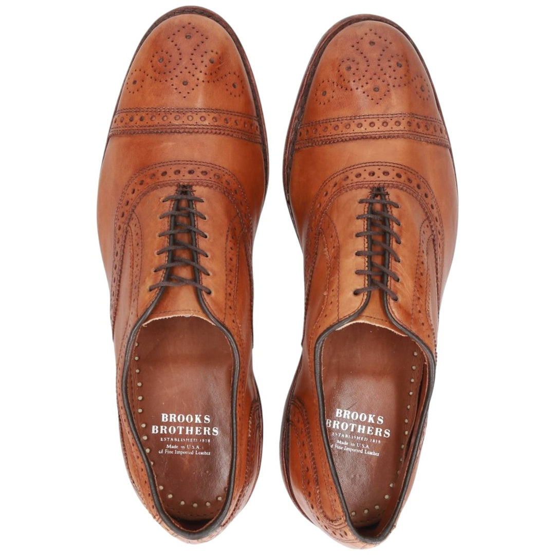 Brooks Brothers Semi-Brogue Straight-Tip Shoes, Made in USA, Size 9 1/2D, Men's, 10.8" (equivalent) /saa014675 Men's 27.5cm genuine leather brown type Vintage Second Hand