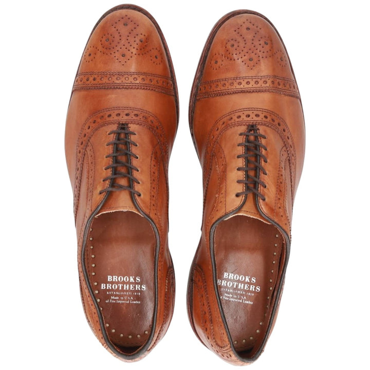 Brooks Brothers Semi-Brogue Straight-Tip Shoes, Made in USA, Size 9 1/2D, Men's, 10.8" (equivalent) /saa014675 Men's 27.5cm genuine leather brown type Vintage Second Hand