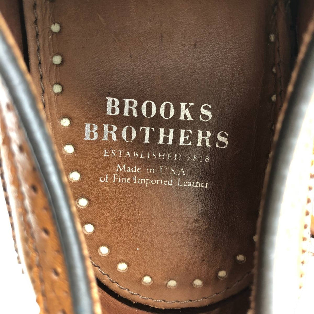 Brooks Brothers Semi-Brogue Straight-Tip Shoes, Made in USA, Size 9 1/2D, Men's, 10.8" (equivalent) /saa014675 Men's 27.5cm genuine leather brown type Vintage Second Hand