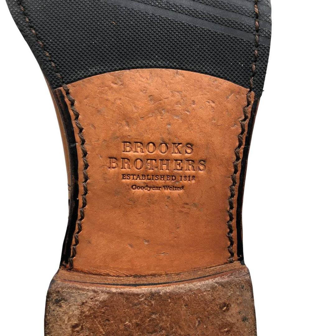Brooks Brothers Semi-Brogue Straight-Tip Shoes, Made in USA, Size 9 1/2D, Men's, 10.8" (equivalent) /saa014675 Men's 27.5cm genuine leather brown type Vintage Second Hand