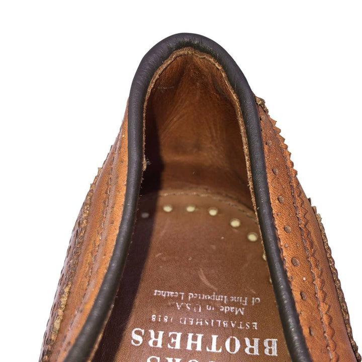 Brooks Brothers Semi-Brogue Straight-Tip Shoes, Made in USA, Size 9 1/2D, Men's, 10.8" (equivalent) /saa014675 Men's 27.5cm genuine leather brown type Vintage Second Hand