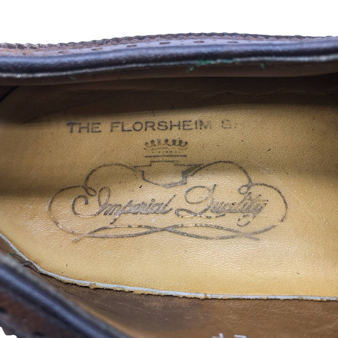 Florsheim Imperial Quality Full Brogue Wingtip Shoes, Size 8B Men's 26.0cm genuine leather brown type Vintage Second Hand