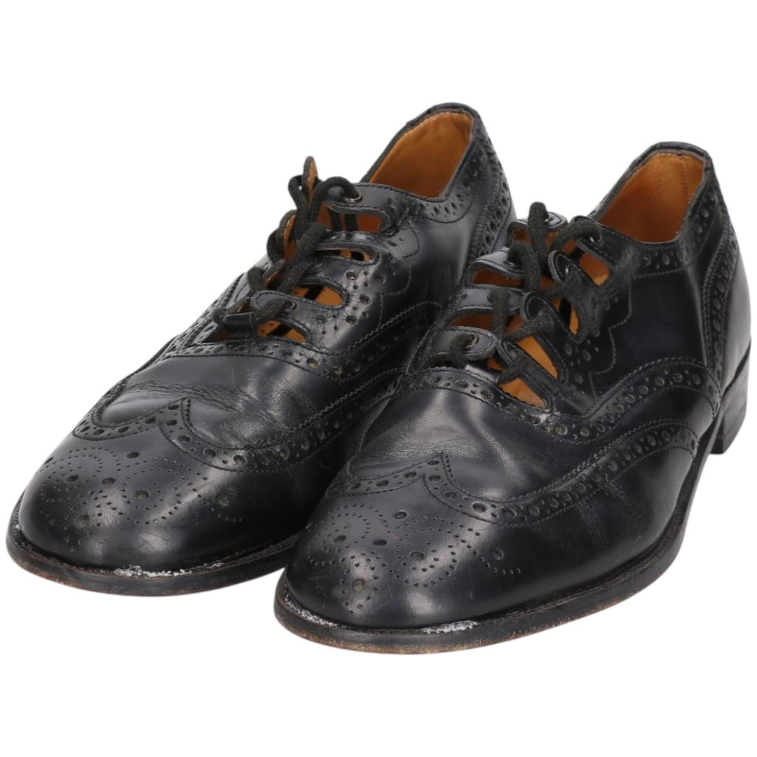 THISTLE Full Brogue Wingtip Shoes, Size 8, Men's, 10.6" (equivalent) /saa014728 Men's 27.0cm genuine leather black type Vintage Second Hand