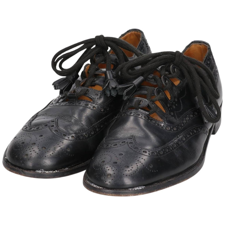 THISTLE Full Brogue Wingtip Shoes, Size 8, Men's, 10.6" (equivalent) /saa014728 Men's 27.0cm genuine leather black type Vintage Second Hand