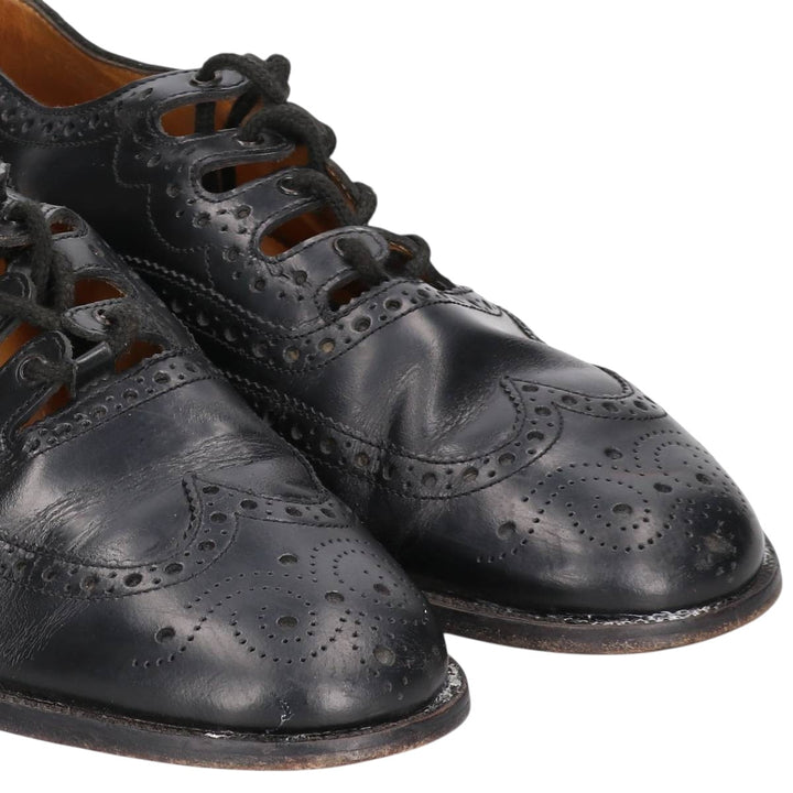 THISTLE Full Brogue Wingtip Shoes, Size 8, Men's, 10.6" (equivalent) /saa014728 Men's 27.0cm genuine leather black type Vintage Second Hand