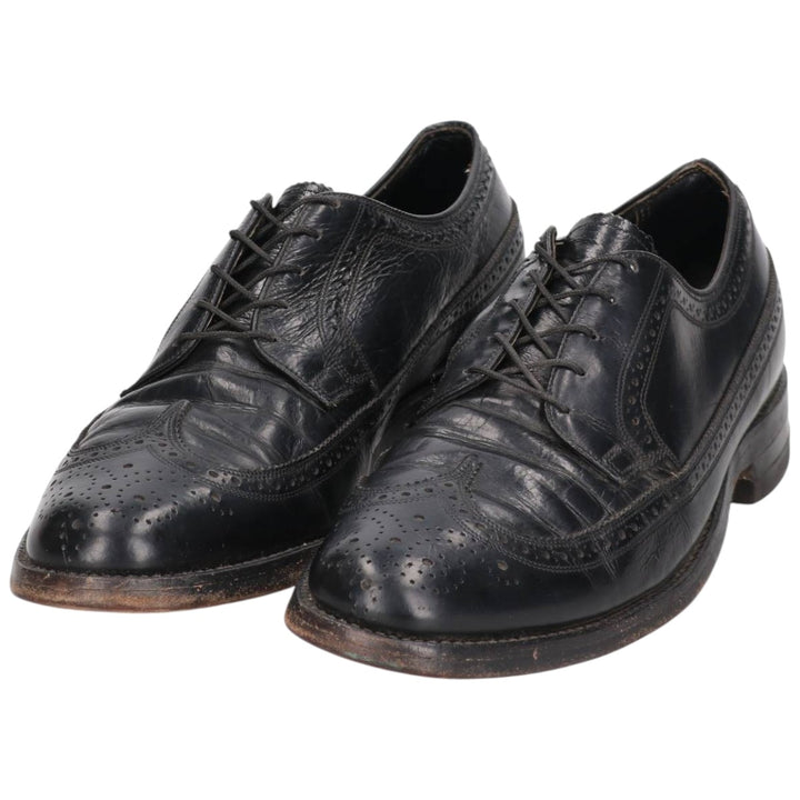 Florsheim Full Brogue Wingtip Shoes, 8 1/2D, Men's, 10.4" (equivalent) /saa014731 Men's 26.5cm unclear black type Vintage Second Hand